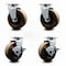 Service Caster 5 Inch High Temp Phenolic Swivel Caster Set with Roller Bearings 2 Brakes SCC SCC-20S520-PHRHT-2-TLB-2 - alternate 1